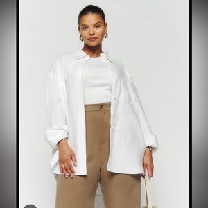 Reformation oversized white linen collared shirt / dress